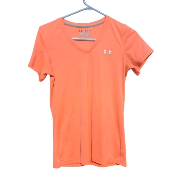 Under Armour Tops - Under Armour Womens HeatGear V-Neck Short Sleeve Training Shirt Orange Medium